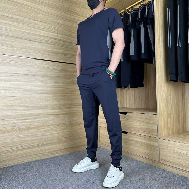 ⏳ Tijdelijk 50% korting! ✨Heren casual sport 2-delige set - T-shirt met korte mouwen en lange broek