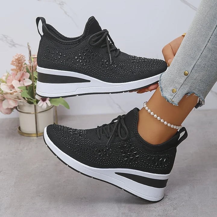 🔥Laatste dag-actie 50% KORTING – Casual damesmode, ademende orthopedische sneakers met strassversiering