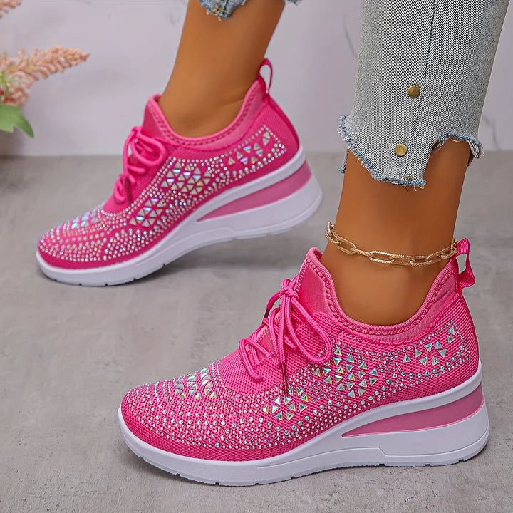 🔥Laatste dag-actie 50% KORTING – Casual damesmode, ademende orthopedische sneakers met strassversiering