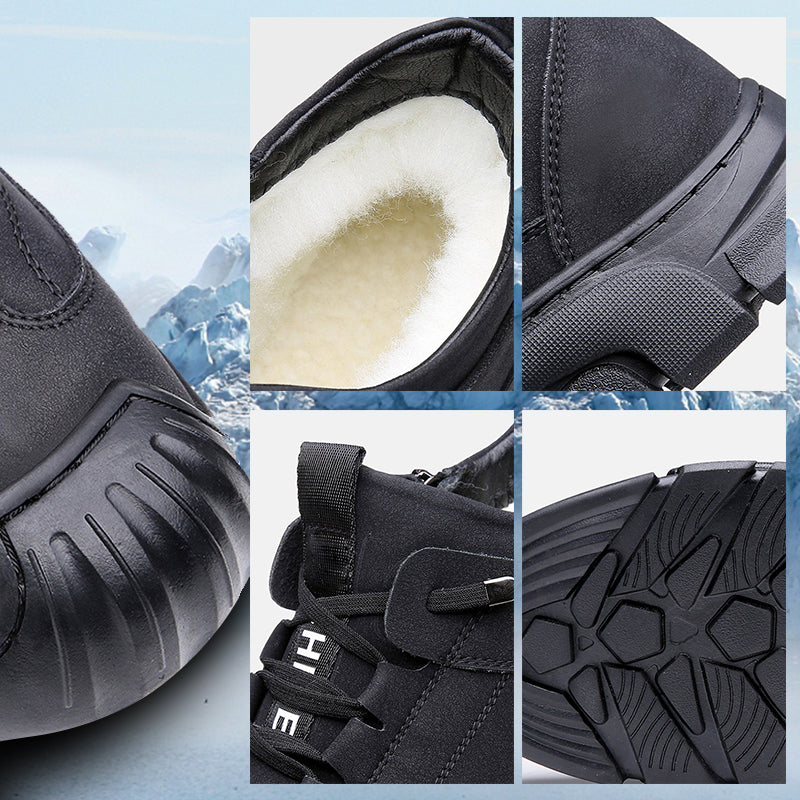 🔥Wintercadeau🔥 Leren herensneakers met inzet van synthetisch bont