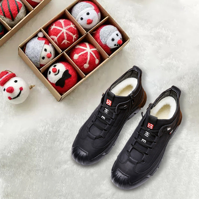🔥Wintercadeau🔥 Leren herensneakers met inzet van synthetisch bont