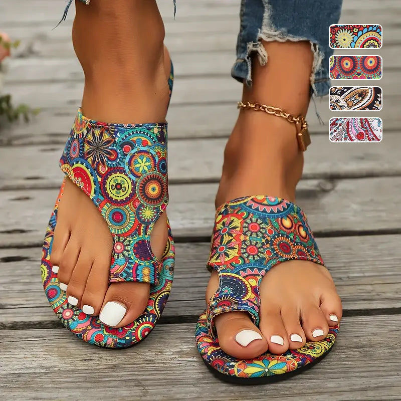 Lichtgewicht orthopedische platte sandalen voor dames🩴🎨Vintage en modern gecombineerd
