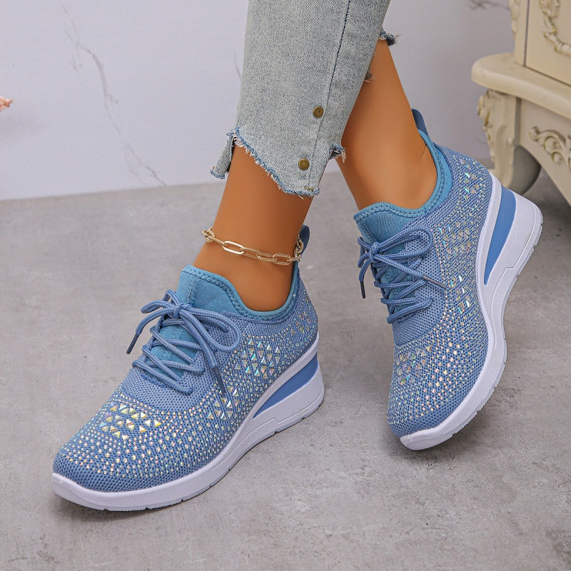 🔥Laatste dag-actie 50% KORTING – Casual damesmode, ademende orthopedische sneakers met strassversiering