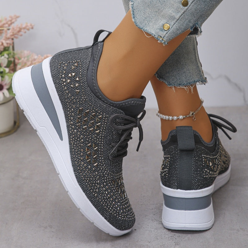 🔥Laatste dag-actie 50% KORTING – Casual damesmode, ademende orthopedische sneakers met strassversiering