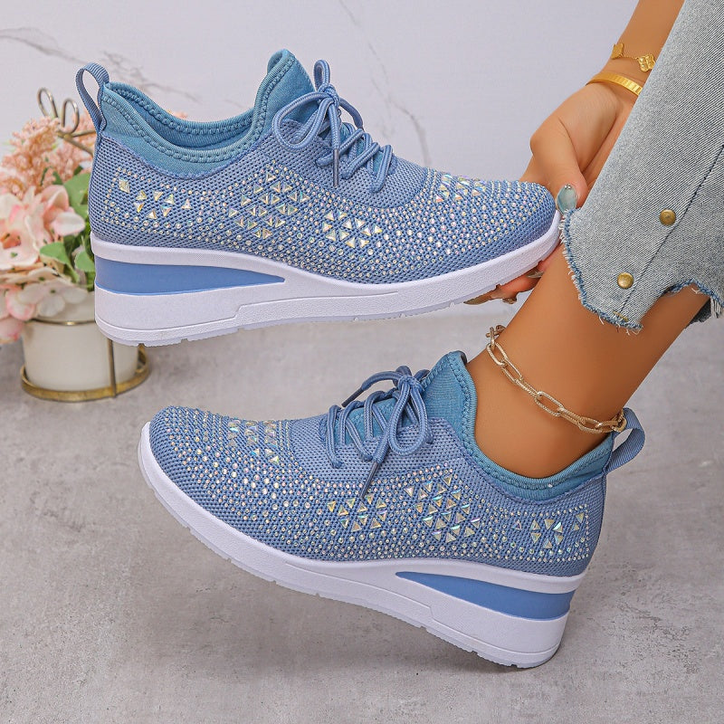 🔥Laatste dag-actie 50% KORTING – Casual damesmode, ademende orthopedische sneakers met strassversiering