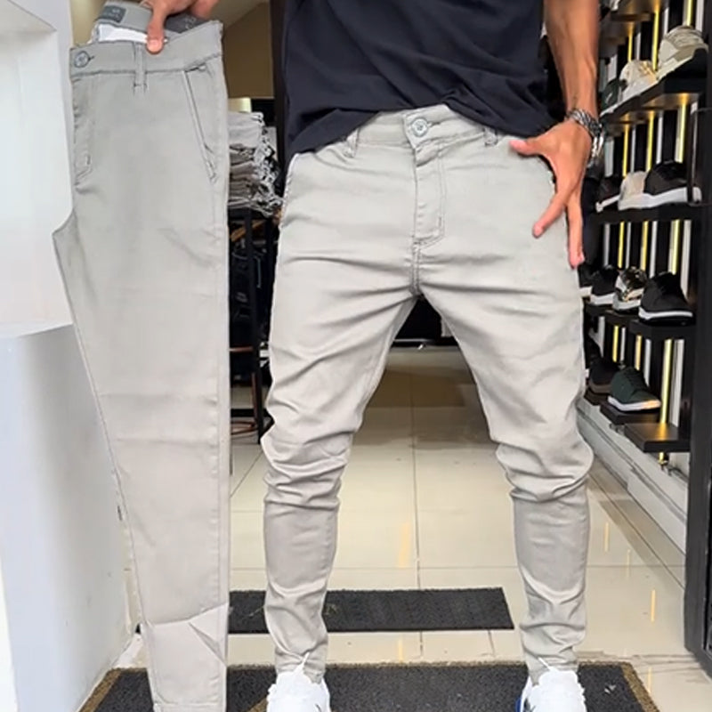 Heren slim-fit casual effen broek