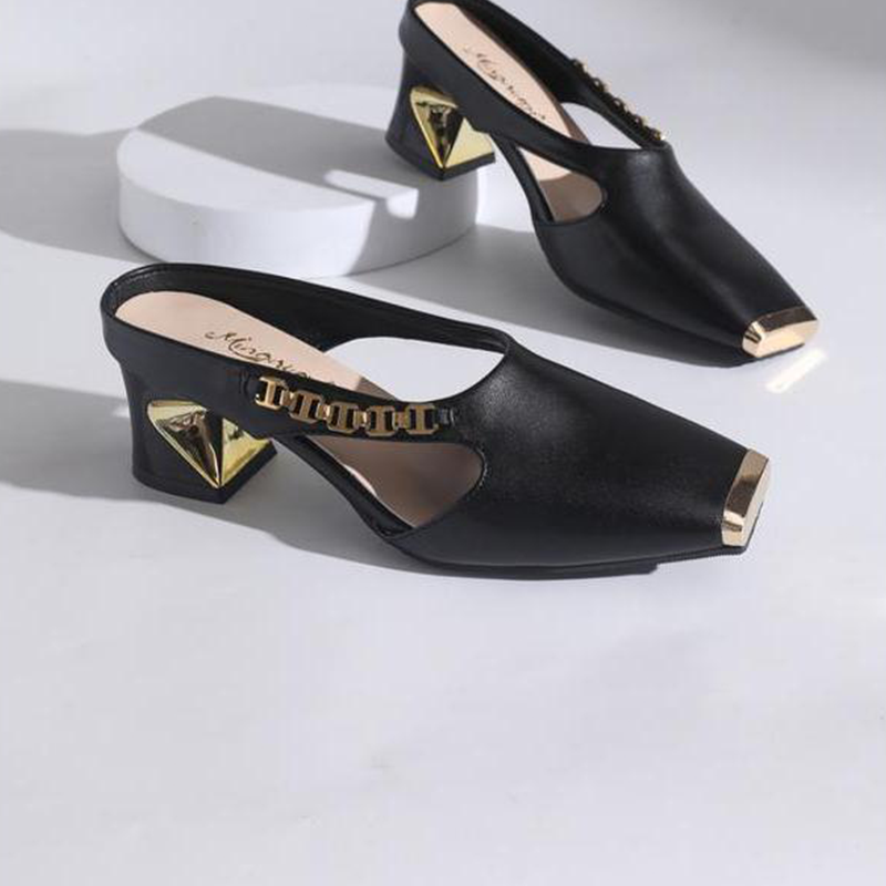 ⏰Flasht Sale 50% KORTING🔥Mules à bout carré et bout métallique pour femme✨👠