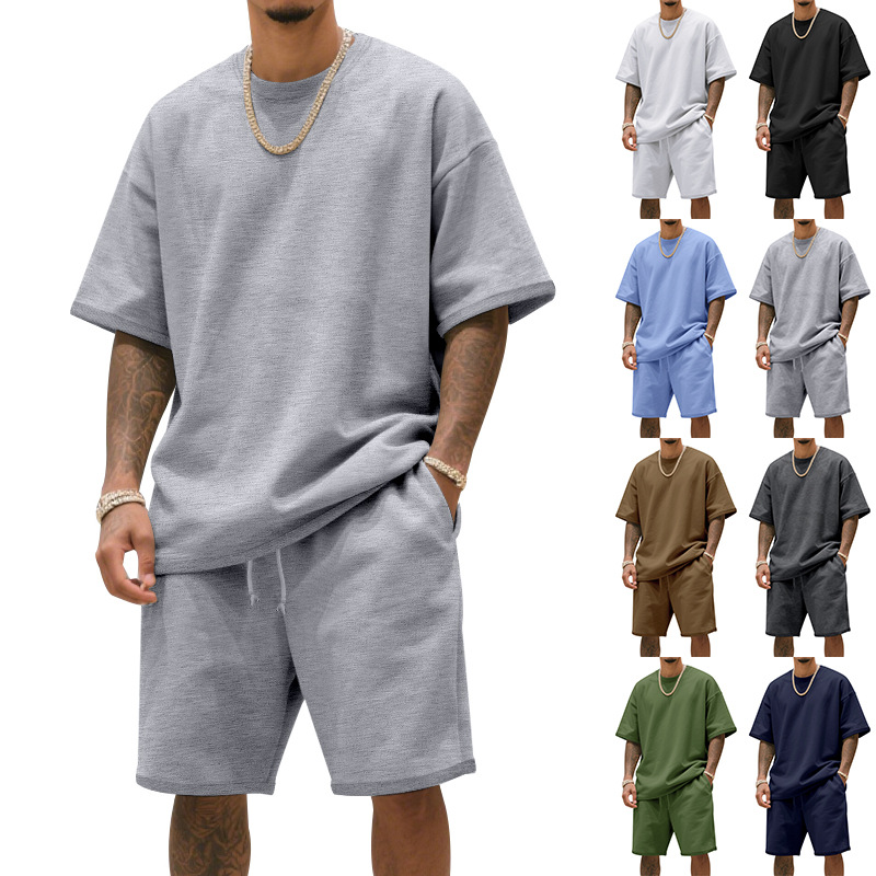Heren Losse Sportset (T-shirt + Short) | Oversized Fit | Trekkoord Taille | 8 Kleuren