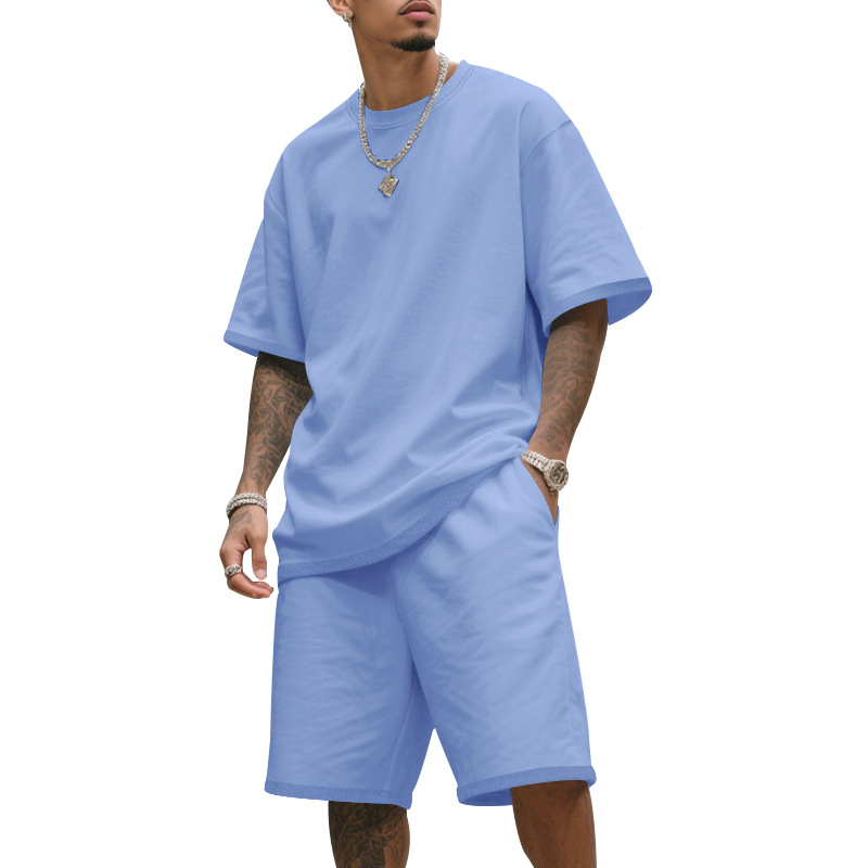Heren Losse Sportset (T-shirt + Short) | Oversized Fit | Trekkoord Taille | 8 Kleuren