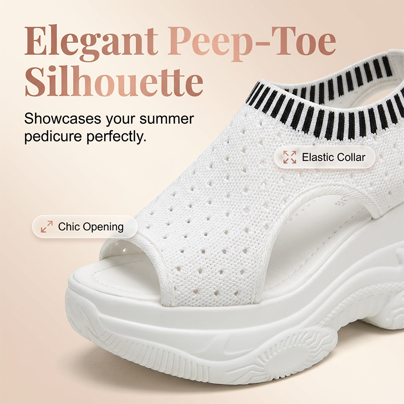Dames Ademende Wig Sandalen | 9 cm Hak | Flyknit Bovenwerk | Maten 36-43