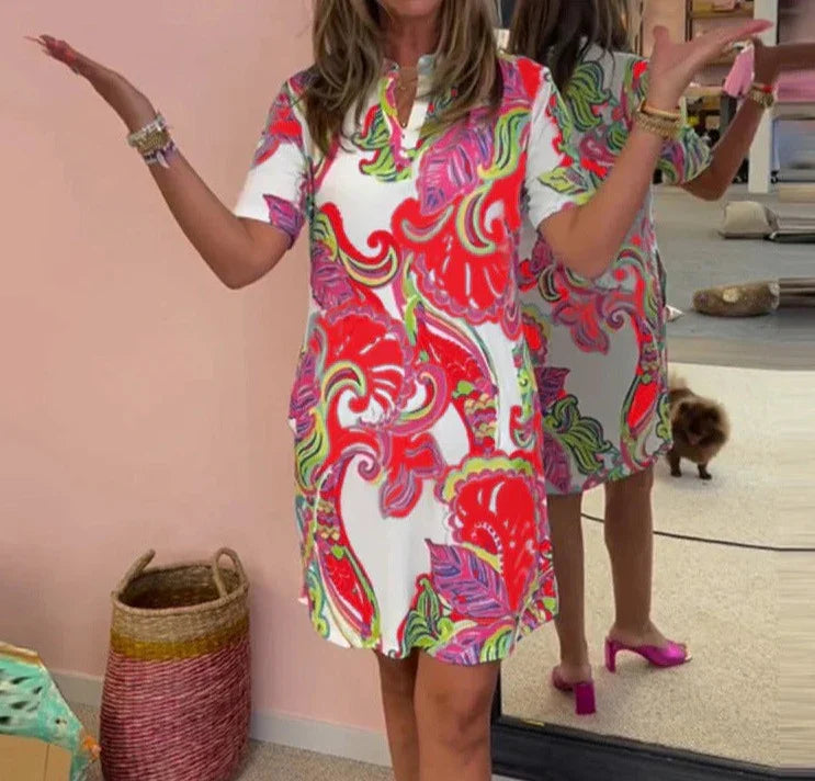 Emma | Slim fit jurk met vrolijke print