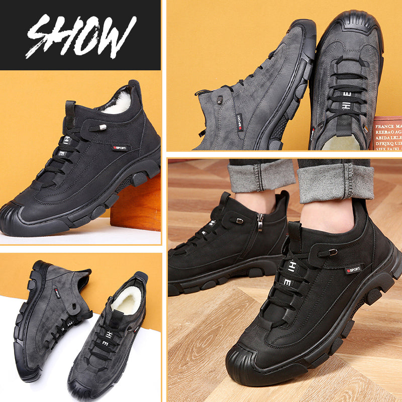 🔥Wintercadeau🔥 Leren herensneakers met inzet van synthetisch bont