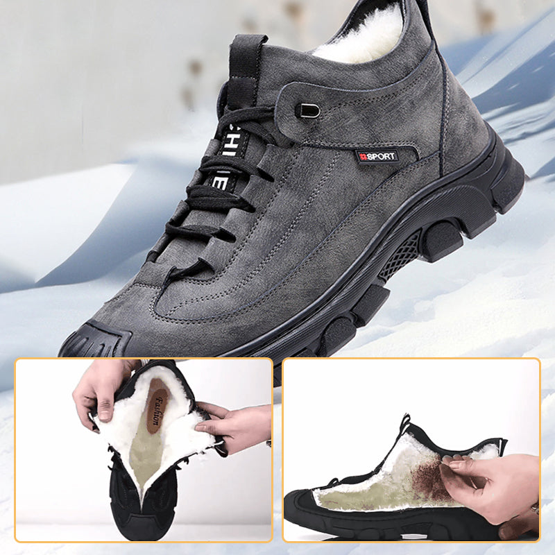 🔥Wintercadeau🔥 Leren herensneakers met inzet van synthetisch bont