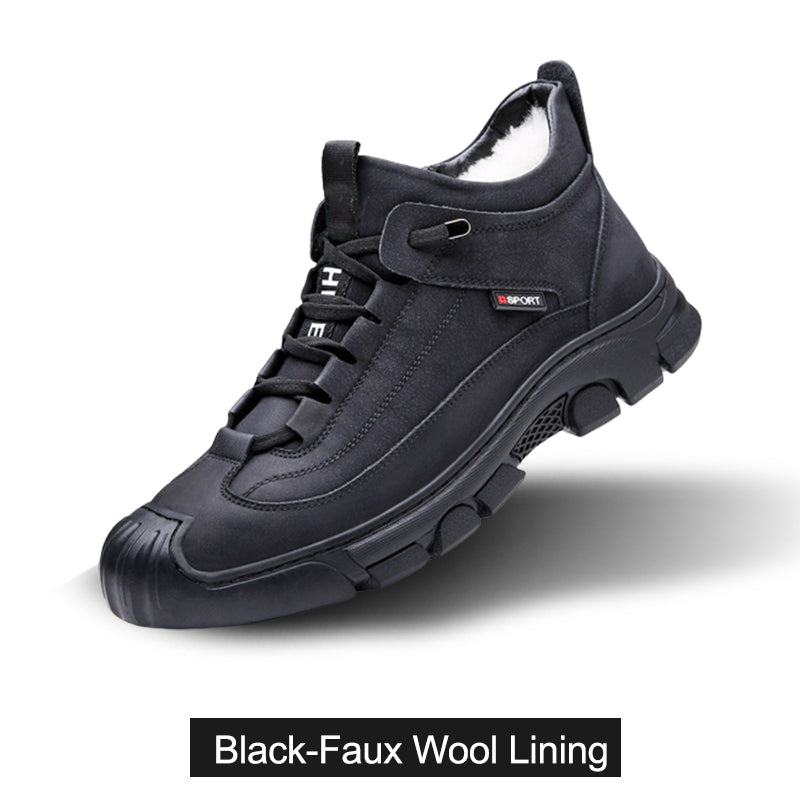🔥Wintercadeau🔥 Leren herensneakers met inzet van synthetisch bont