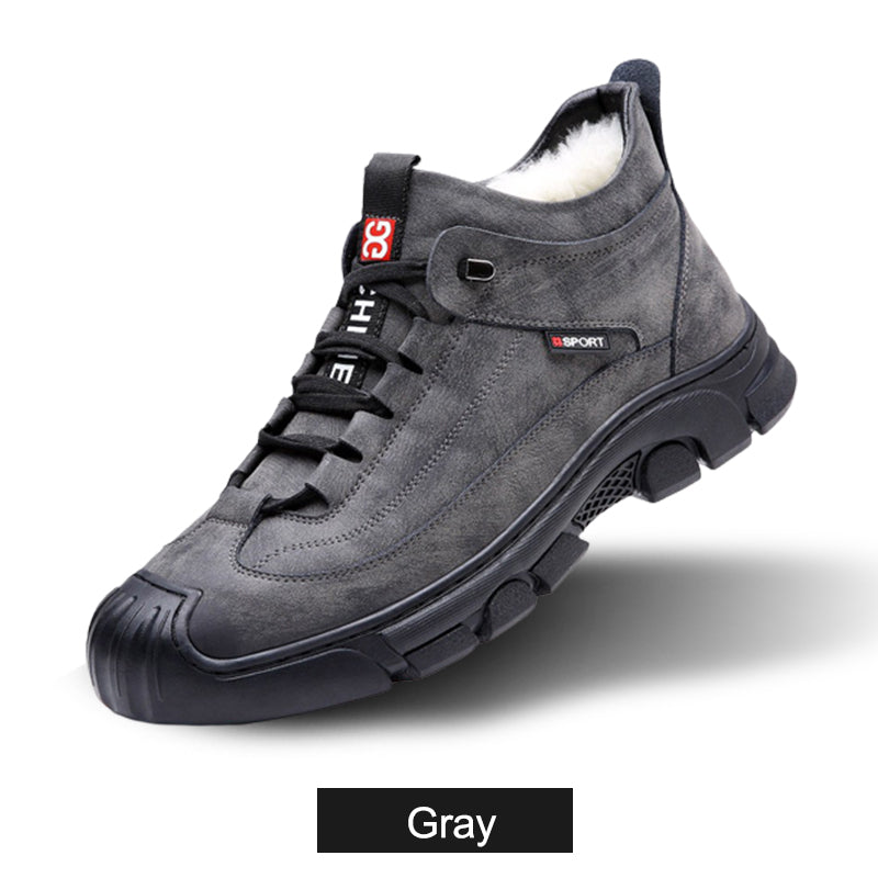 🔥Wintercadeau🔥 Leren herensneakers met inzet van synthetisch bont