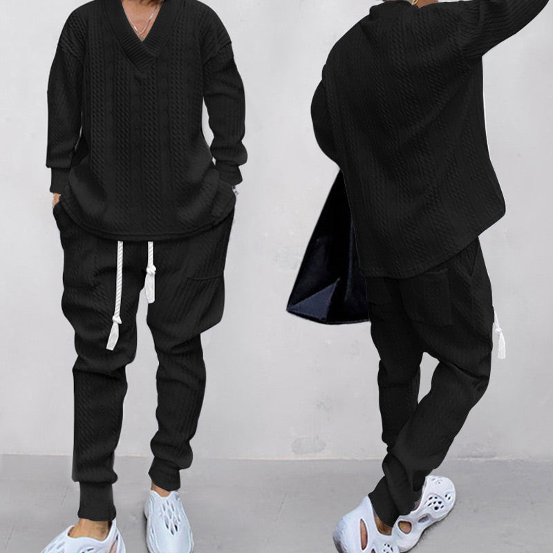 🎉Speciale prijs🎉V-hals loose sweatshirt en joggingbroek tweedelig voor heren
