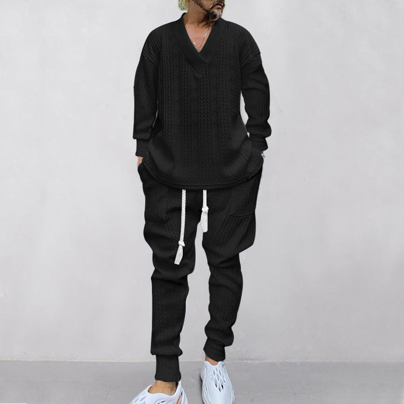 🎉Speciale prijs🎉V-hals loose sweatshirt en joggingbroek tweedelig voor heren
