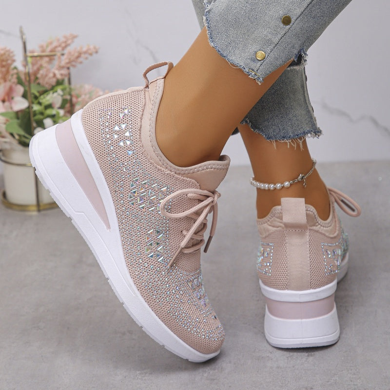 🔥Laatste dag-actie 50% KORTING – Casual damesmode, ademende orthopedische sneakers met strassversiering