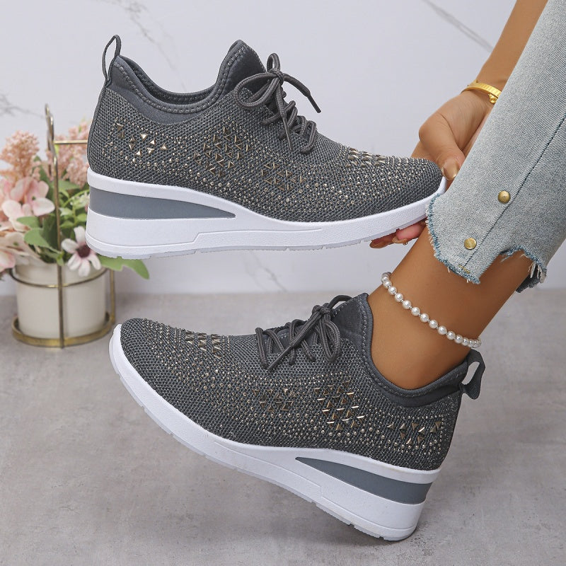 🔥Laatste dag-actie 50% KORTING – Casual damesmode, ademende orthopedische sneakers met strassversiering