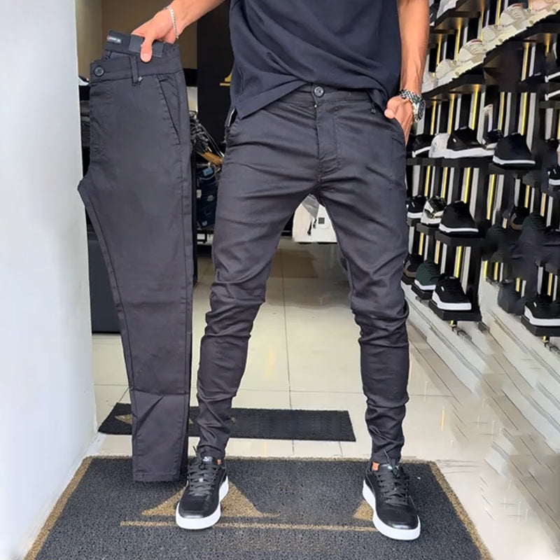 Heren slim-fit casual effen broek