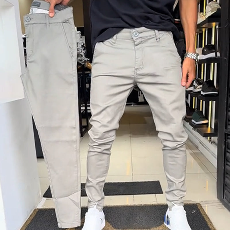 Heren slim-fit casual effen broek