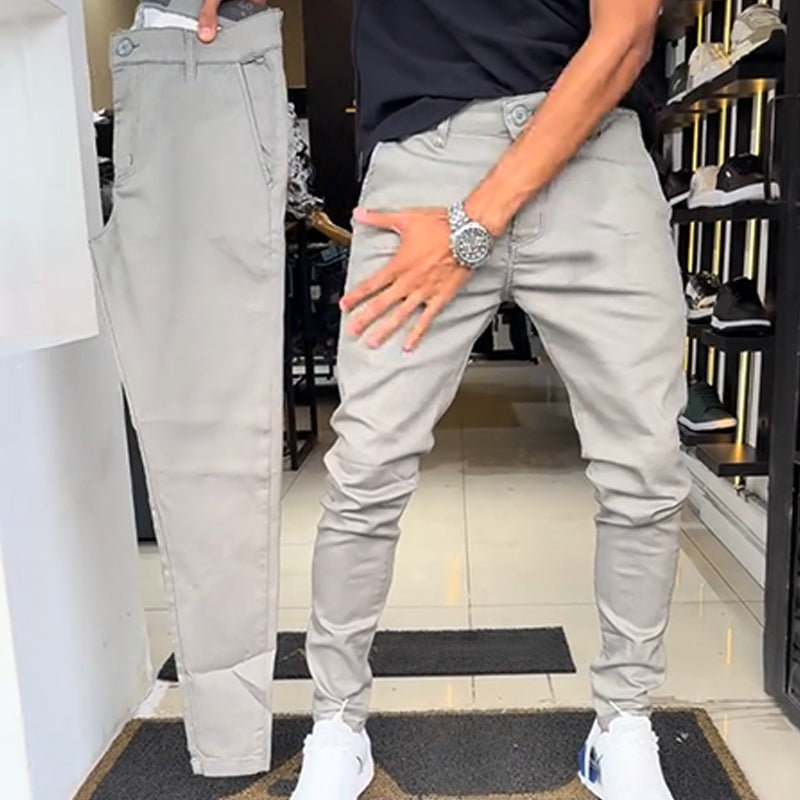 Heren slim-fit casual effen broek