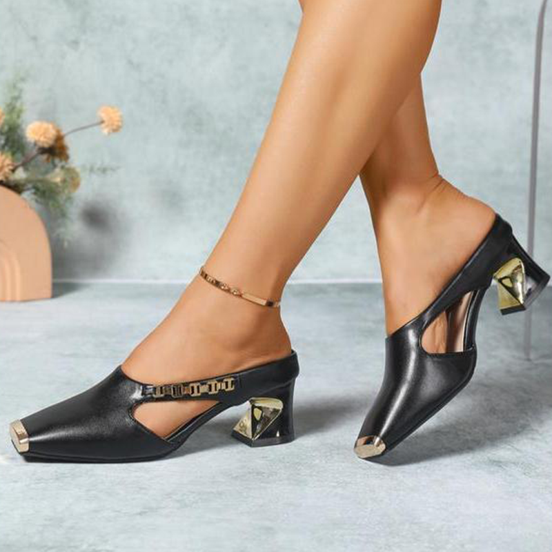 ⏰Flasht Sale 50% KORTING🔥Mules à bout carré et bout métallique pour femme✨👠