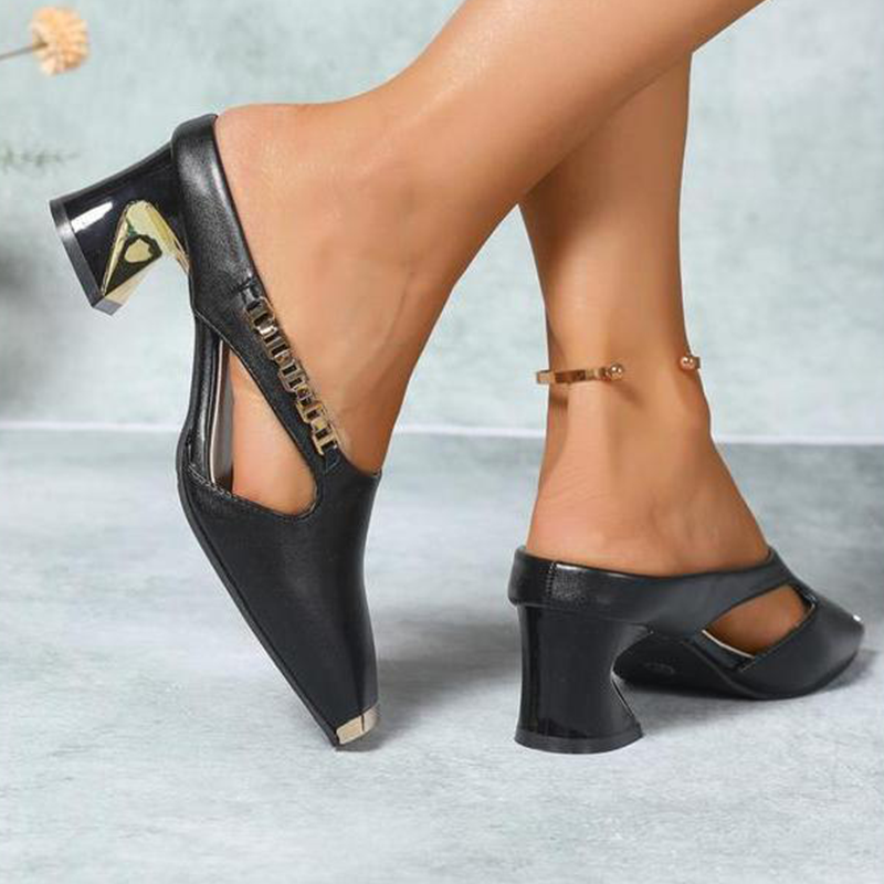 ⏰Flasht Sale 50% KORTING🔥Mules à bout carré et bout métallique pour femme✨👠