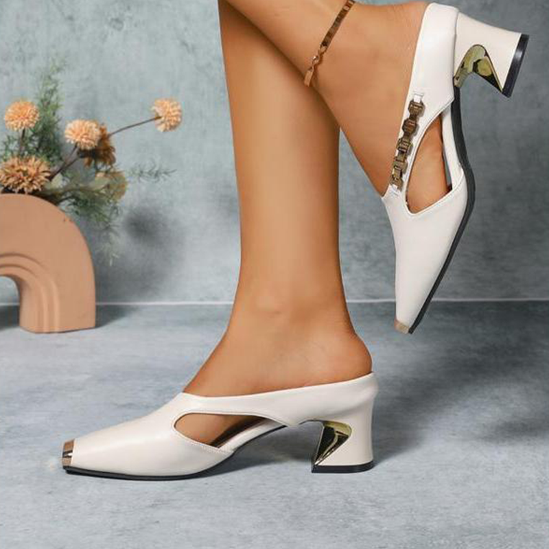 ⏰Flasht Sale 50% KORTING🔥Mules à bout carré et bout métallique pour femme✨👠