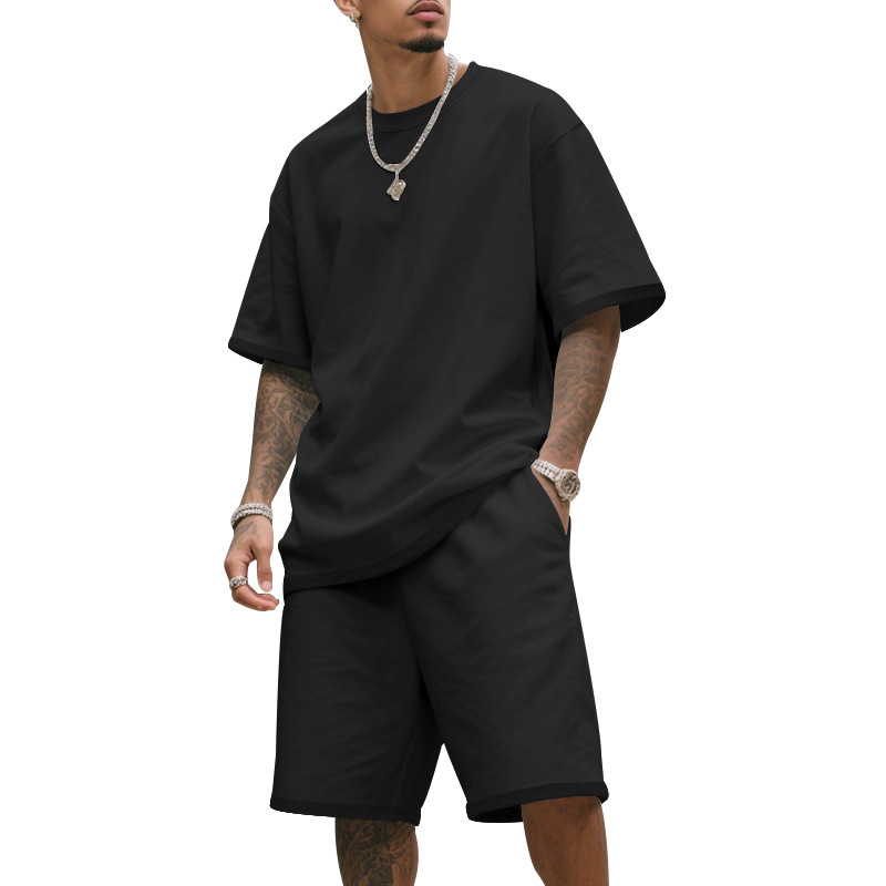 Heren Losse Sportset (T-shirt + Short) | Oversized Fit | Trekkoord Taille | 8 Kleuren