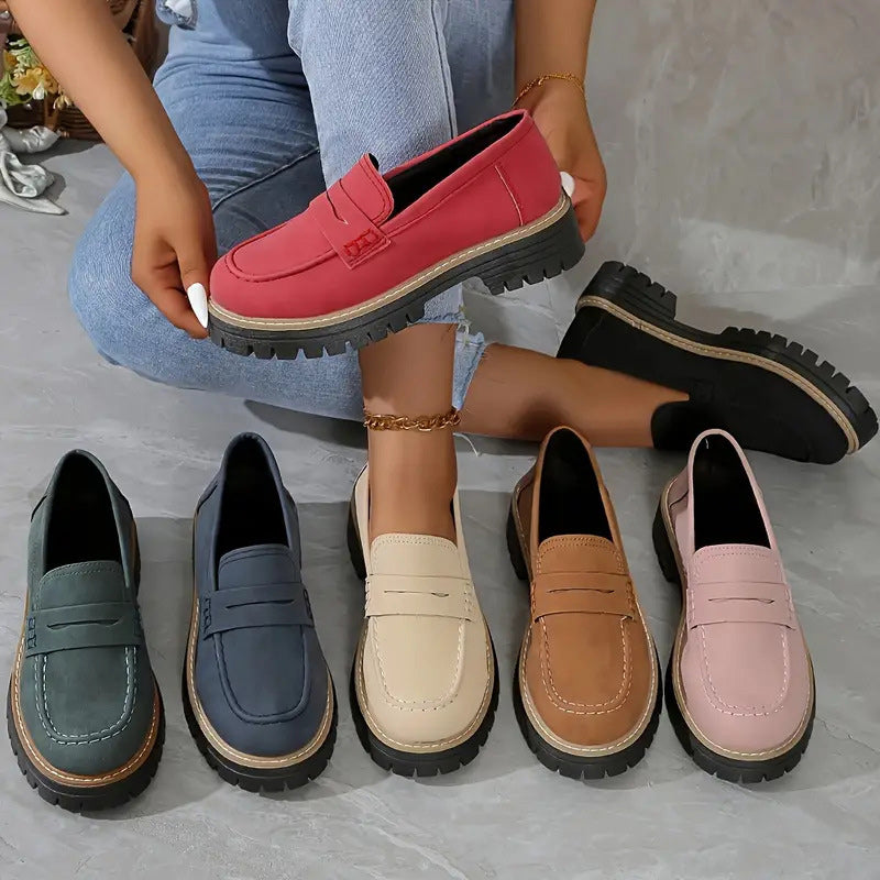 Dames Platform Loafers | Stevige Zool | Zachte Binnenzool | 7 Kleuren | Maten 36-43